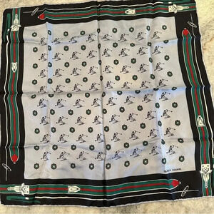 Ski Motif Blazer Square Pocket Square Blue & Green 18” x 18”